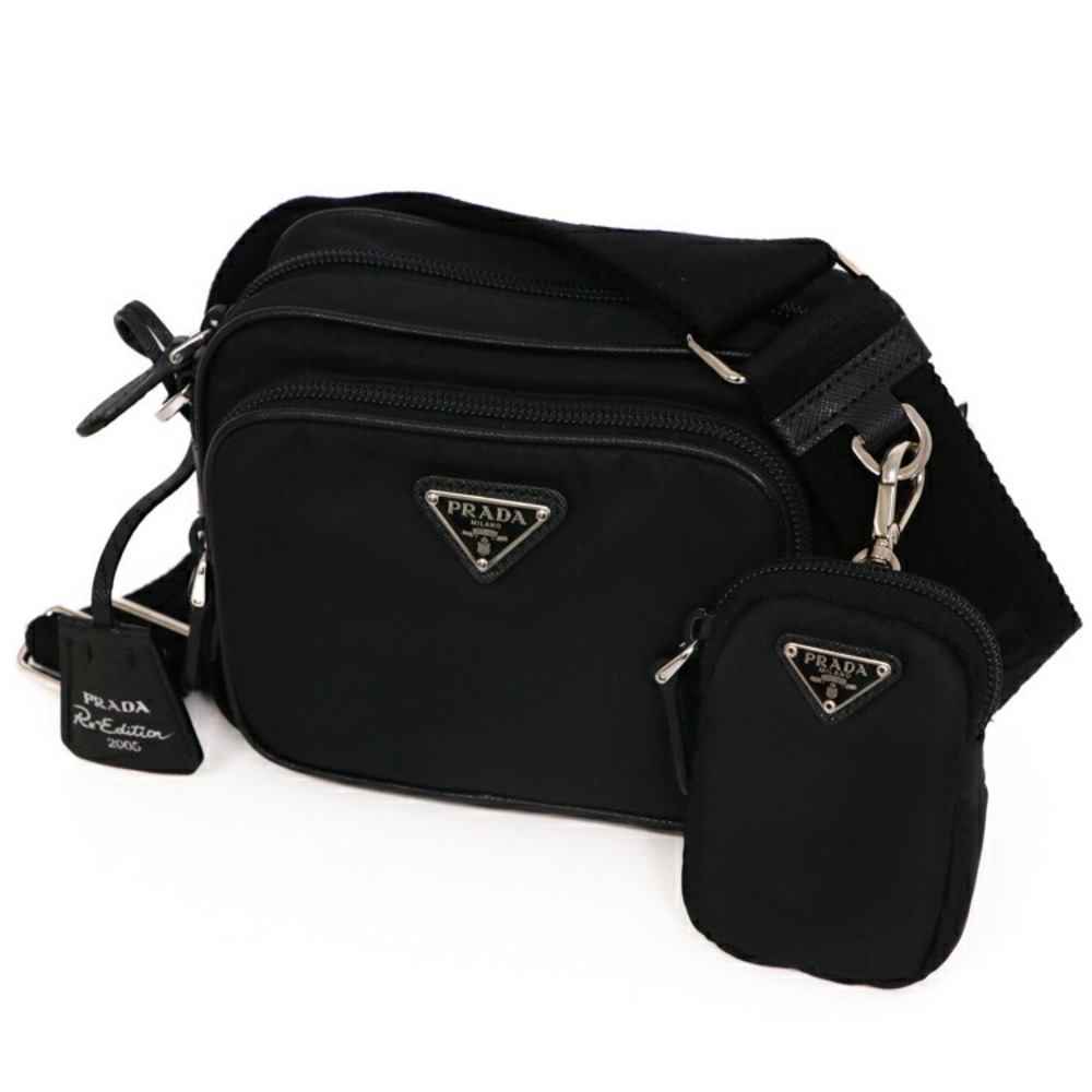 Prada shoulder Edition bag leather Nero Black Re nylon Tessuto